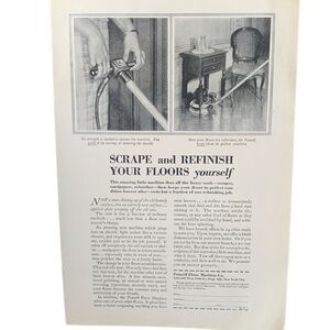 Vintage 1927 Ponsell Floor Machine Scrape Your Floors Ad Advertisement